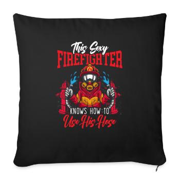 Fireman Fire Rescue Firefighter Firetruck - Sofa pillowcase 17,3'' x 17,3'' (45 x 45 cm) - black - Front