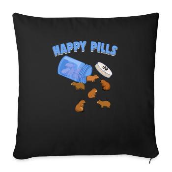 Happy Pills Capibara Funny Capybaras Lover Humor - Sofa pillowcase 17,3'' x 17,3'' (45 x 45 cm) - black - Front