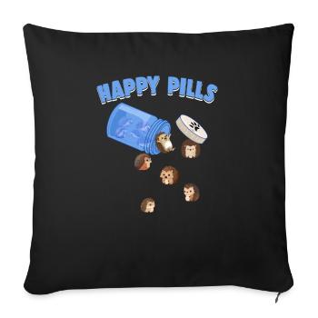 Happy Pills Hedghogs Funny Whimsical Hedgehog Love - Sofa pillowcase 17,3'' x 17,3'' (45 x 45 cm) - black - Front