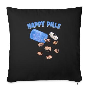 Pilules heureuses Axolotls Drôle Axolotl Amant Jeu de mots - Housse de coussin décorative 45 x 45 cm - noir - Devant