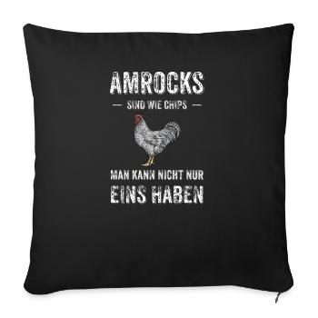 Amrock Huhn I Chicken Geflügel Motiv für - Sofakissenbezug 45 x 45 cm - Schwarz - Vorne