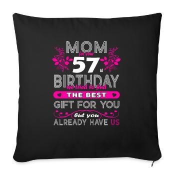 Funny Birthday Wishes Women 57th Birthday - Sofa pillowcase 17,3'' x 17,3'' (45 x 45 cm) - black - Front