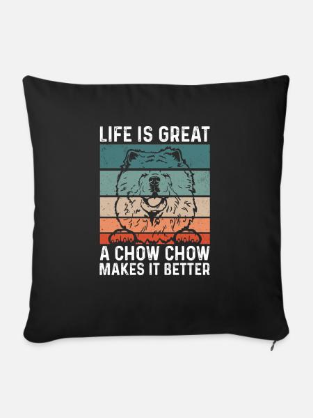 Chow Chow Hund - Sofakissenbezug 45 x 45 cm - Schwarz