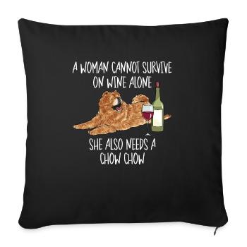 Chow Chow Hund - Sofakissenbezug 45 x 45 cm - Schwarz - Vorne