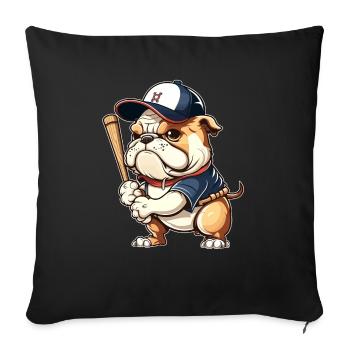 Baseball-Hund Baseball-Spieler Baseball-Trainer - Sofakissenbezug 45 x 45 cm - Schwarz - Vorne