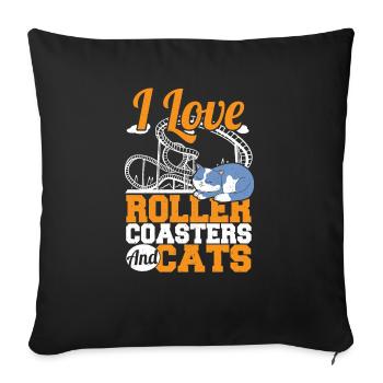 I Love Roller Coasters And Cats Theme Park Amuseme - Sofa pillowcase 17,3'' x 17,3'' (45 x 45 cm) - black - Front