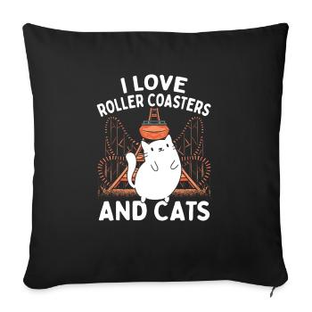 Parc à thème Vacances J’adore les montagnes russes et le chat - Housse de coussin décorative 45 x 45 cm - noir - Devant
