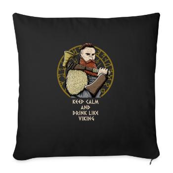 Calmez-vous et buvez comme un humour nordique drôle drôle - Housse de coussin décorative 45 x 45 cm - noir - Devant