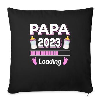 Papa Loading 2023 Père Fête des Pères - Housse de coussin décorative 45 x 45 cm - noir - Devant