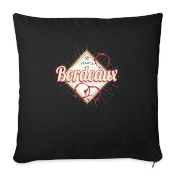 Bordeaux Nouvelle-Aquitaine France Rétro Vin - Housse de coussin décorative 45 x 45 cm - noir - Devant
