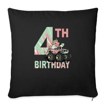 Girl's birthday 4 years I am already 4 years old - Sofa pillowcase 17,3'' x 17,3'' (45 x 45 cm) - black - Front