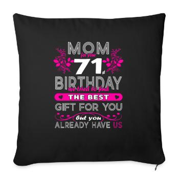 Drôle d’anniversaire souhaite aux femmes 71e anniversaire - Housse de coussin décorative 45 x 45 cm - noir - Devant