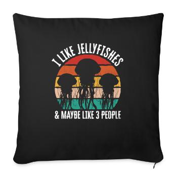 Jellyfish Marine Diving Jellyfish - Sofa pillowcase 17,3'' x 17,3'' (45 x 45 cm) - black - Front