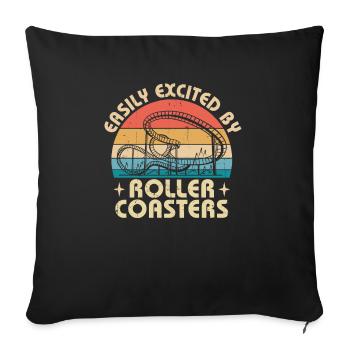 Easily Excited By Roller Coasters Theme Park Vacat - Sofa pillowcase 17,3'' x 17,3'' (45 x 45 cm) - black - Front