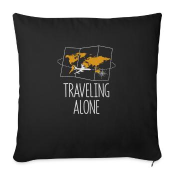 Traveling Alone Tourist Traveler Visitor - Sofa pillowcase 17,3'' x 17,3'' (45 x 45 cm) - black - Front