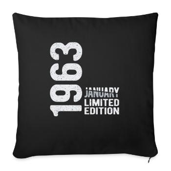 Janvier 1963 édition limitée Année de naissance - Housse de coussin décorative 45 x 45 cm - noir - Devant