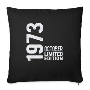 Octobre 1973 édition limitée Année de naissance - Housse de coussin décorative 45 x 45 cm - noir - Devant