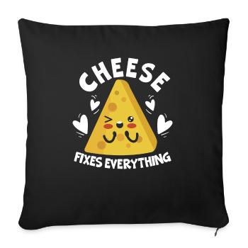 Cheese Fixes Everything Cheesy Food Lover Foodie - Sofa pillowcase 17,3'' x 17,3'' (45 x 45 cm) - black - Front