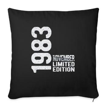 Novembre 1983 édition limitée Année de naissance - Housse de coussin décorative 45 x 45 cm - noir - Devant