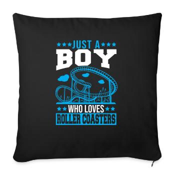Vacances au parc à thème Just A Boy Who Loves Roller Co - Housse de coussin décorative 45 x 45 cm - noir - Devant