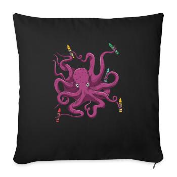 Crayon Coloring Artistic Drawing Color Octopus - Sofa pillowcase 17,3'' x 17,3'' (45 x 45 cm) - black - Front