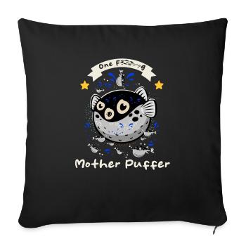Poisson-globe - Dicton amusant - Housse de coussin décorative 45 x 45 cm - noir - Devant