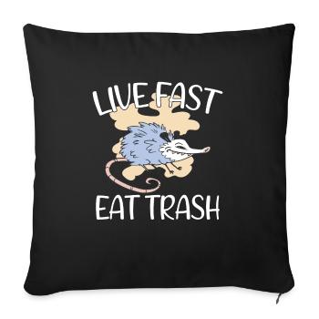 Opossum poubelle Opossum Rétro - Housse de coussin décorative 45 x 45 cm - noir - Devant