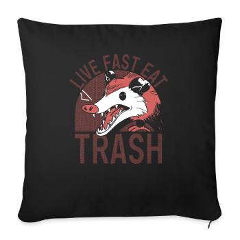 Opossum poubelle Opossum Rétro - Housse de coussin décorative 45 x 45 cm - noir - Devant