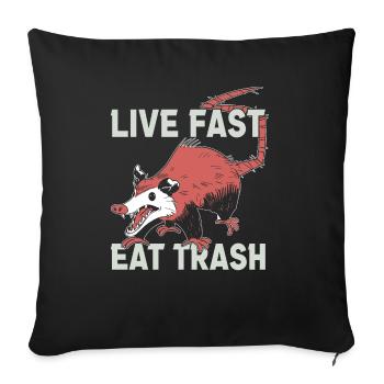 Opossum poubelle Opossum Rétro - Housse de coussin décorative 45 x 45 cm - noir - Devant