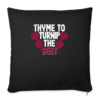 Thym au navet Le navet drôle de jardinage - Housse de coussin décorative 45 x 45 cm - noir - Devant