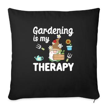 Le jardinage est ma thérapie Agriculteur Planteur - Housse de coussin décorative 45 x 45 cm - noir - Devant