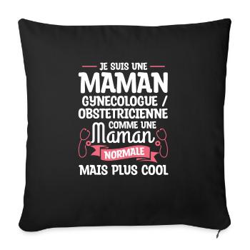 Je Suis Une Maman Gynecologue Obstetricienne Comme - Housse de coussin décorative 45 x 45 cm - noir - Devant