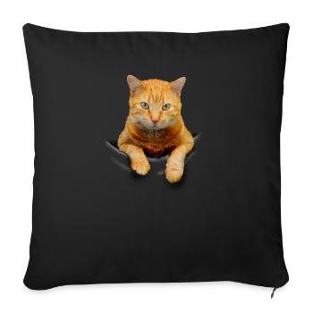 Cute Yellow Cat Kitty in Pocket - Best Cat Owner - Sofa pillowcase 17,3'' x 17,3'' (45 x 45 cm) - black - Front