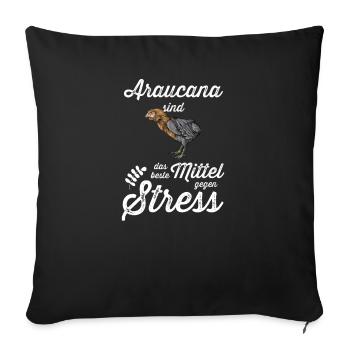 Araucana Hühner I Hühnerrasse Huhn Motiv für - Sofakissenbezug 45 x 45 cm - Schwarz - Vorne