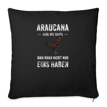 Araucana Hühner I Hühnerrasse Huhn Motiv für - Sofakissenbezug 45 x 45 cm - Schwarz - Vorne