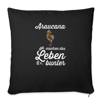 Araucana Hühner I Hühnerrasse Huhn Motiv für - Sofakissenbezug 45 x 45 cm - Schwarz - Vorne