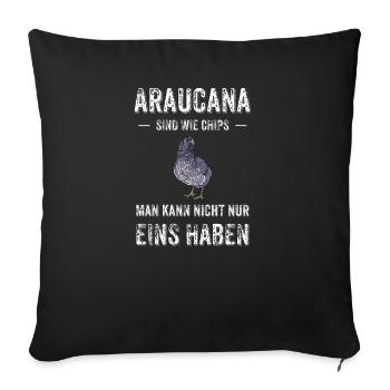 Araucana Hühner I Hühnerrasse Huhn Motiv für - Sofakissenbezug 45 x 45 cm - Schwarz - Vorne