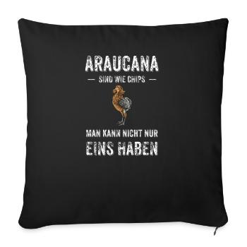 Araucana Hühner I Hühnerrasse Huhn Motiv für - Sofakissenbezug 45 x 45 cm - Schwarz - Vorne
