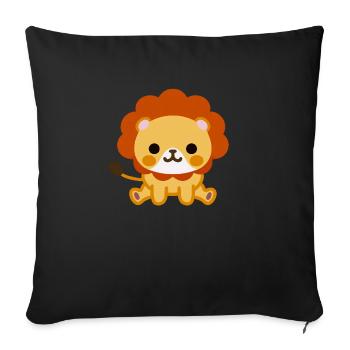 Mignon Kawaii Lion Mignon Lion Signe pour - Housse de coussin décorative 45 x 45 cm - noir - Devant