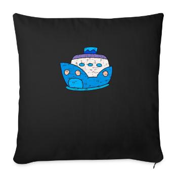 Süßes Kawaii Kreuzfahrtschiff Kreuzfahrt - Sofakissenbezug 45 x 45 cm - Schwarz - Vorne