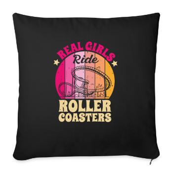 Parc à thème Vacances Real Girls Ride Montagnes russes - Housse de coussin décorative 45 x 45 cm - noir - Devant