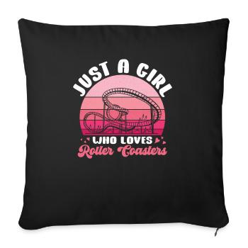 Amusement Park Theme Park A Girl Who Loves Roller - Sofa pillowcase 17,3'' x 17,3'' (45 x 45 cm) - black - Front