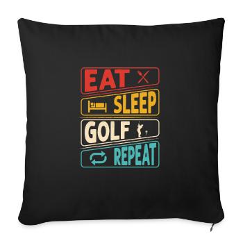 Eat Sleep Golf Repeat Golfing Par Tee - Sofa pillowcase 17,3'' x 17,3'' (45 x 45 cm) - black - Front