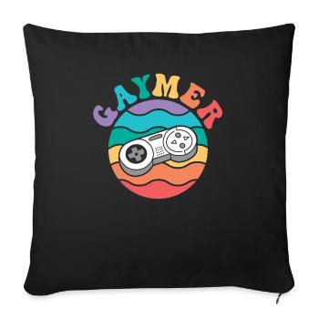 Gaymer Jeu vidéo Rainbow Pride Mois LGBTQ Gay - Housse de coussin décorative 45 x 45 cm - noir - Devant