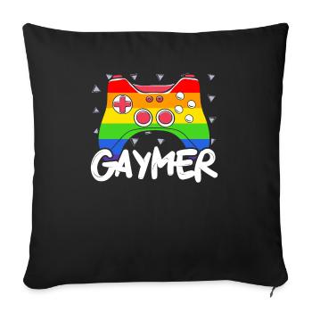 Gaymer Jeu vidéo Rainbow Pride Mois LGBTQ Gay - Housse de coussin décorative 45 x 45 cm - noir - Devant