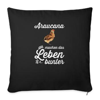 Araucana Hühner I Hühnerrasse Huhn Motiv für - Sofakissenbezug 45 x 45 cm - Schwarz - Vorne