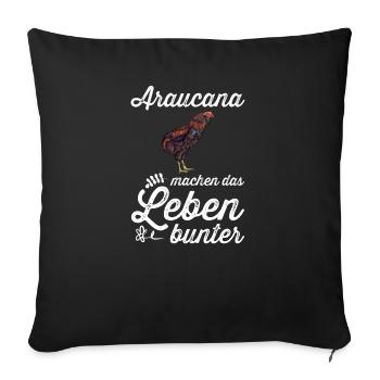 Araucana Hühner I Hühnerrasse Huhn Motiv für - Sofakissenbezug 45 x 45 cm - Schwarz - Vorne
