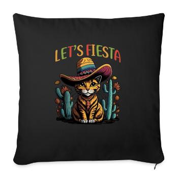 Let's Fiesta Mexican Style Cat with Sombrero - Sofa pillowcase 17,3'' x 17,3'' (45 x 45 cm) - black - Front