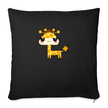 Cute kawaii giraffe - Sofa pillowcase 17,3'' x 17,3'' (45 x 45 cm) - black - Front