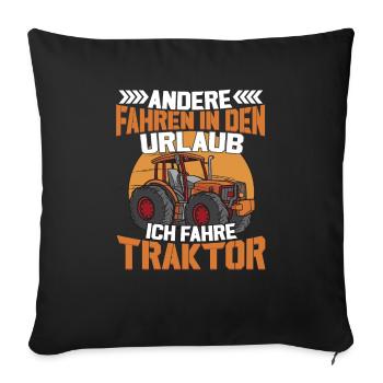 Landwirtschaft Bäuerin Gehe Traktor fahren - Sofakissenbezug 45 x 45 cm - Schwarz - Vorne
